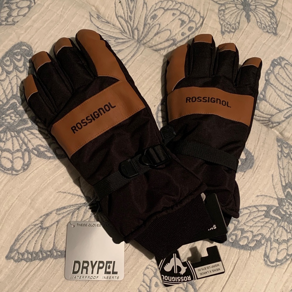 Rossignol Men's SKI Black and Tan Winter Gloves